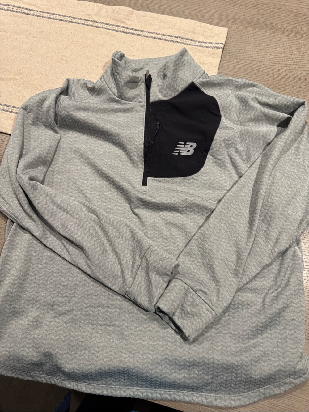 New Balance Light Gray and Black Quarter-Zip Pullover